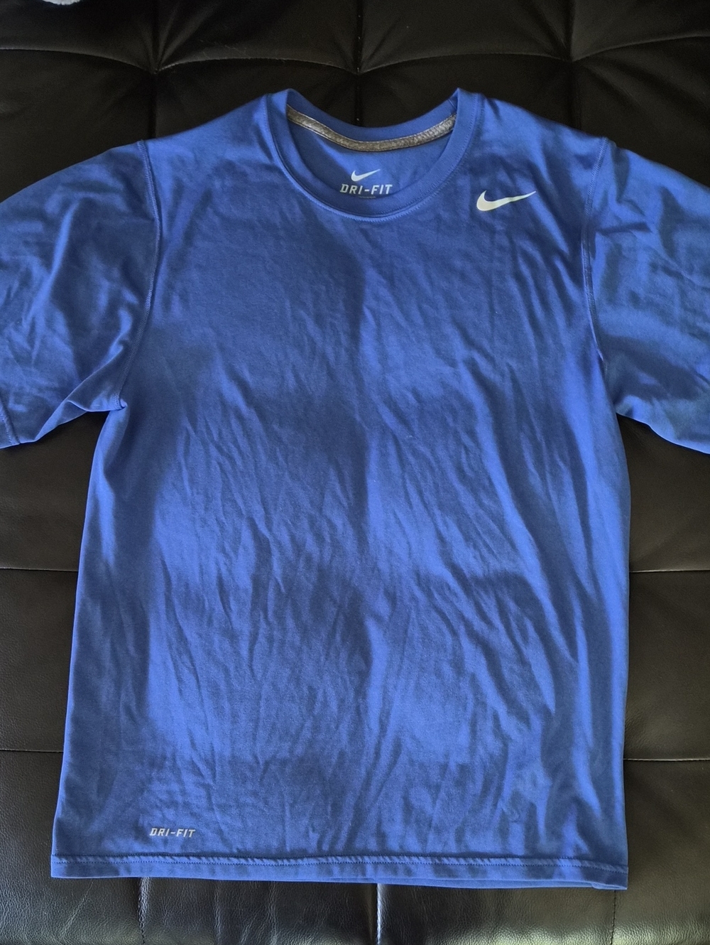Nike Blue Dri-FIT Crew Neck Tee with White Swoosh